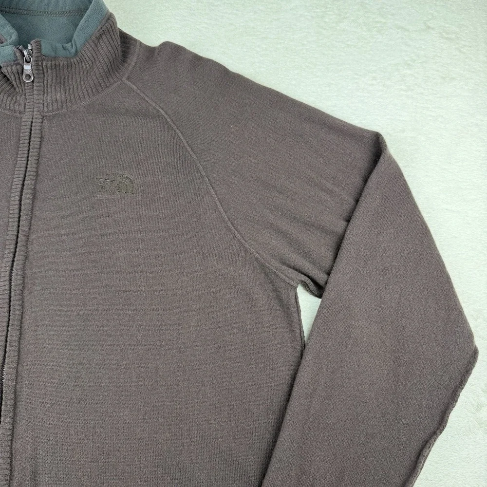The North Face Men's‎ Sweater Brown Mock Neck Cotton Wool Blend Full Zip Large